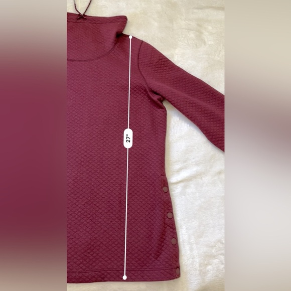 L.L.Bean Women’s SoftLight Quilted Funnelneck Pullover Sweatshirt M Burgundy - Picture 6 of 12